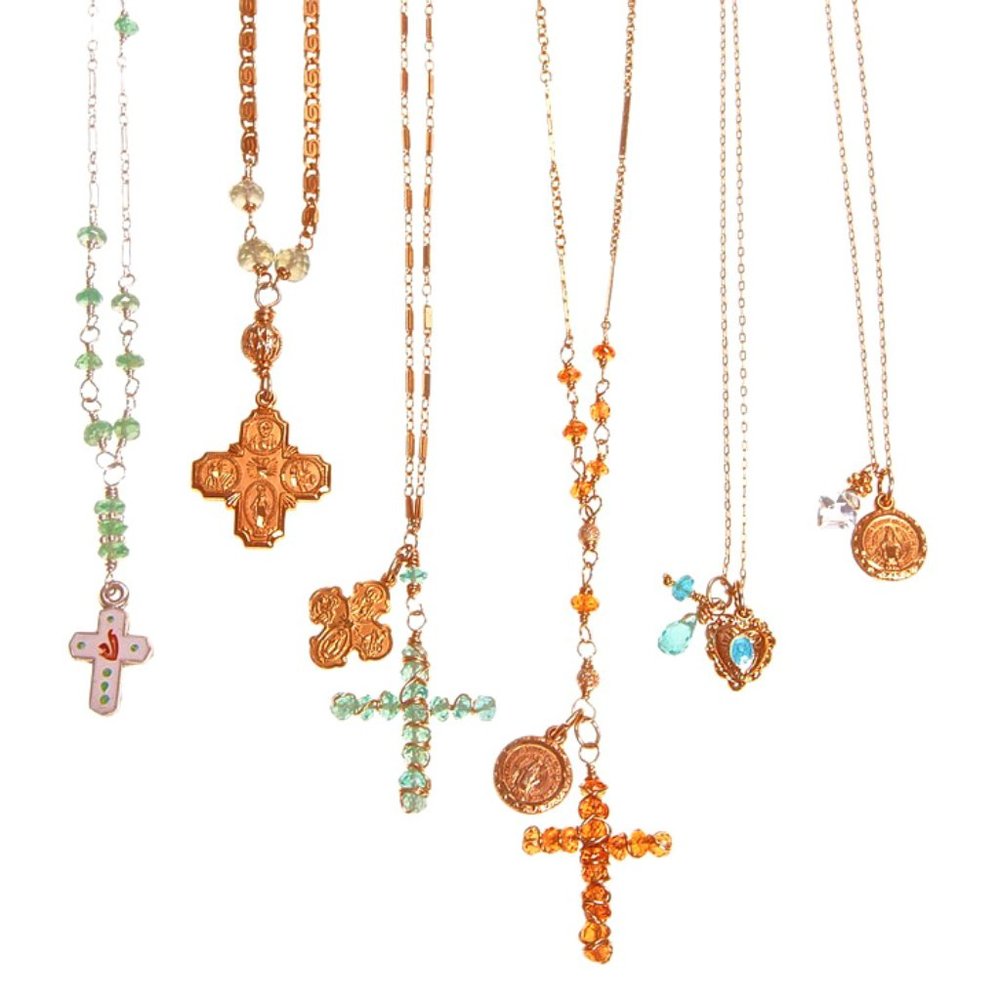 Semi Precious Gemstone Cross Necklace Collection